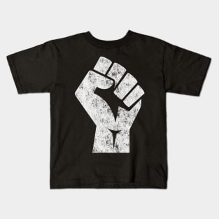 Big White Raised Fist Salute of Unity Solidarity Resistance Kids T-Shirt